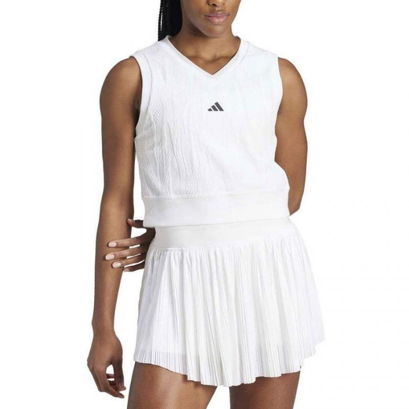 Camiseta Adidas Crop Top Pro Blanco Mujer | Adidas Pádel Élite