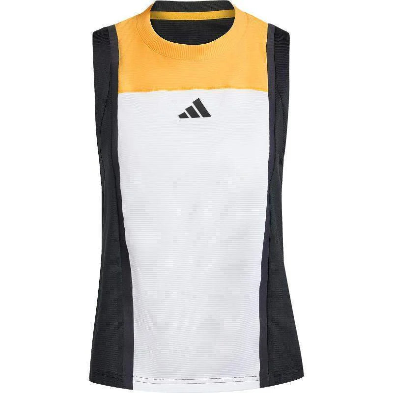 Camiseta Adidas Match Pro Blanco Naranja Negro Mujer Pádel Élite