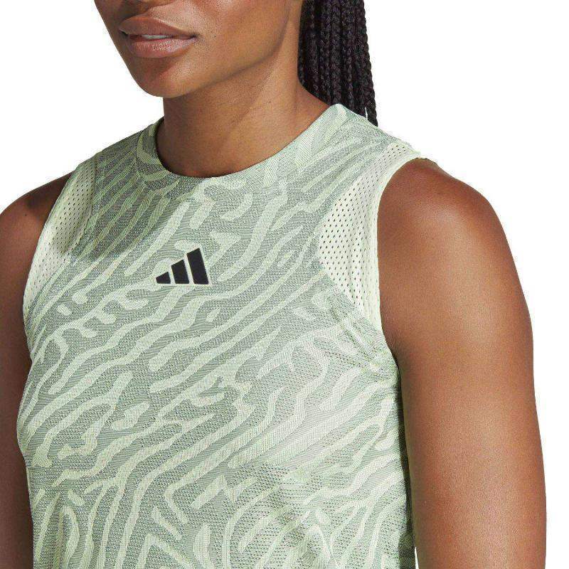 Camiseta Adidas Match Pro Verde Gris Mujer Pádel Élite