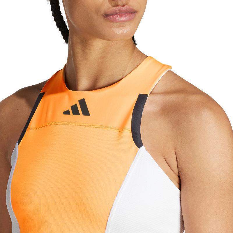 Camiseta Adidas Pro Naranja Blanco Mujer Pádel Élite