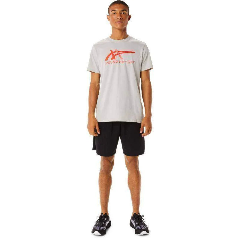 Camiseta Algodon Asics Tiger Gris Cherry Tomato Pádel Élite