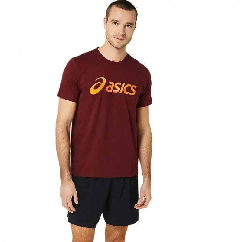 Camiseta Asics Big Logo Granate Naranja Brillante Pádel Élite