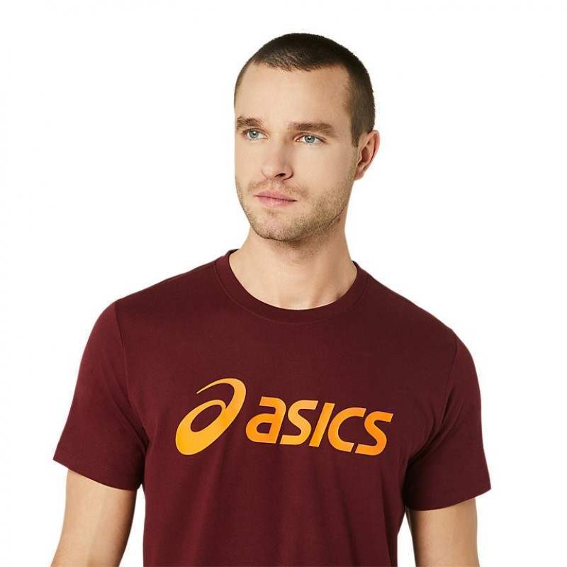 Camiseta Asics Big Logo Granate Naranja Brillante Pádel Élite