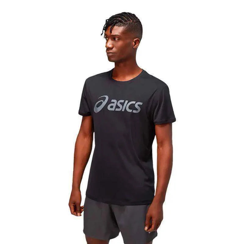 Camiseta Asics Core SS Performance Logo Grande Negro Gris Pádel Élite