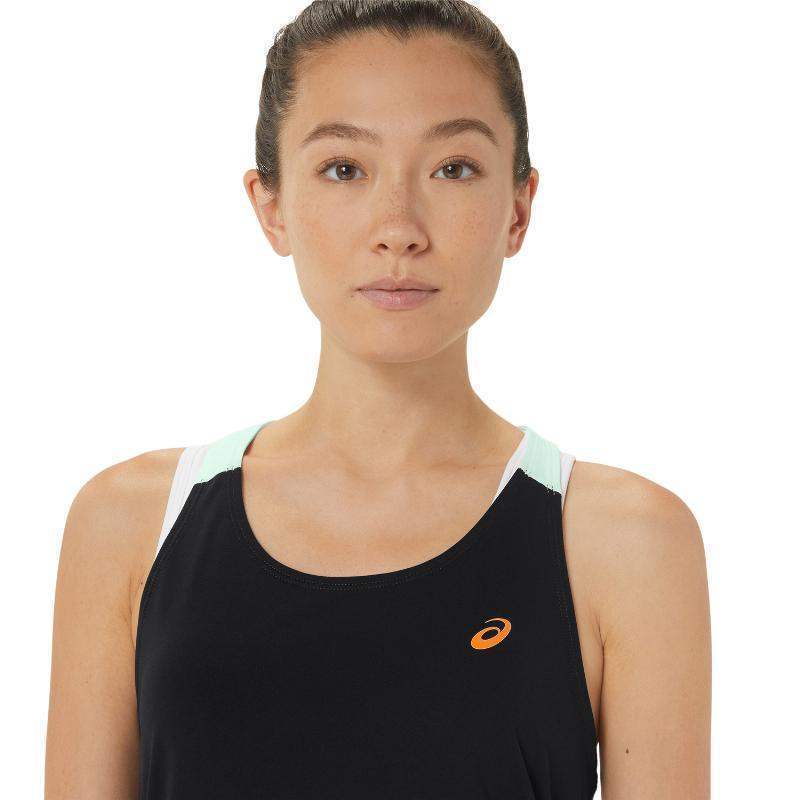 Camiseta Asics Court Performance Negro Menta Mujer Pádel Élite