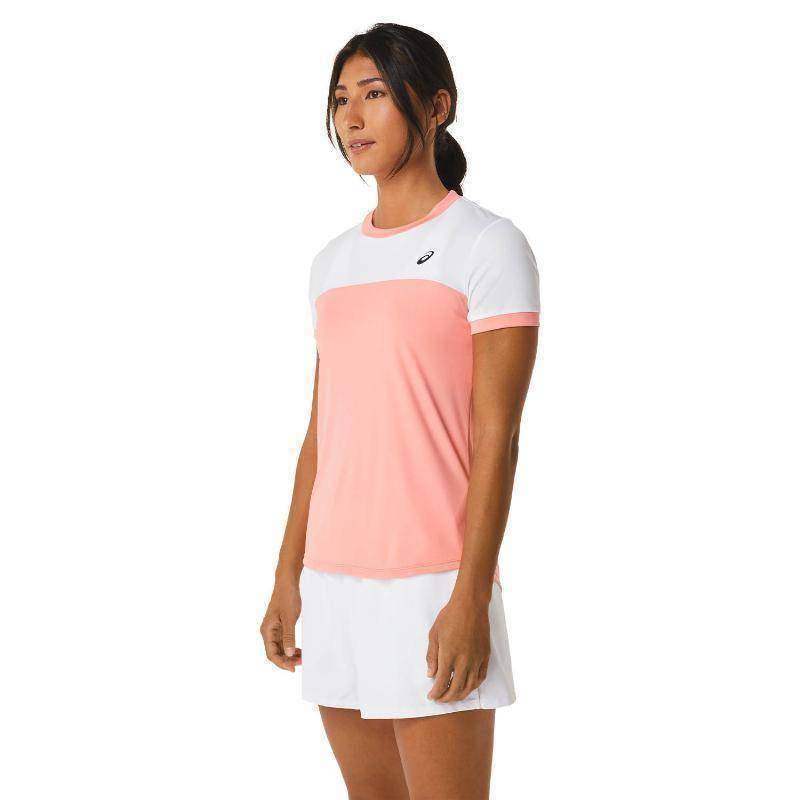 Camiseta Asics Court SS Rosa Blanco Pádel Élite