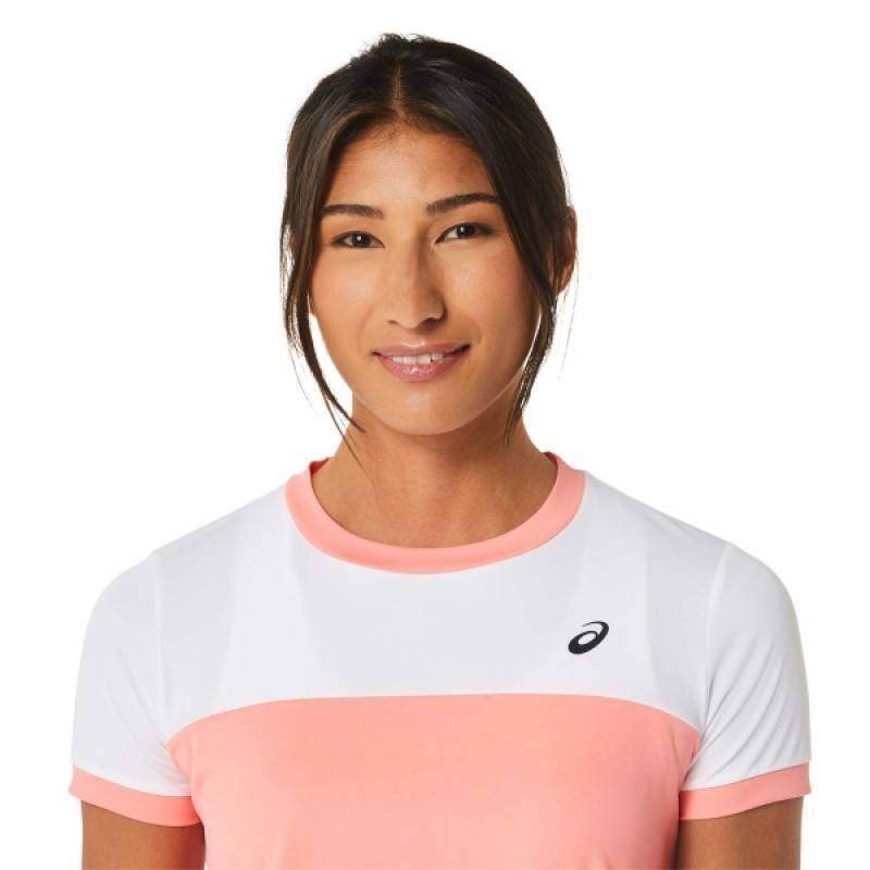 Camiseta Asics Court SS Rosa Blanco Pádel Élite