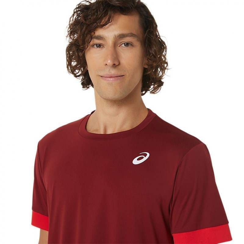 Camiseta Asics Court SS Top Burdeos Rojo Pádel Élite