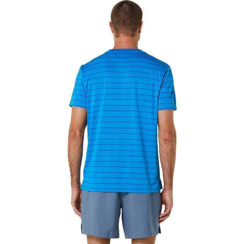 Camiseta Asics Court Stripes SS Azul Pádel Élite