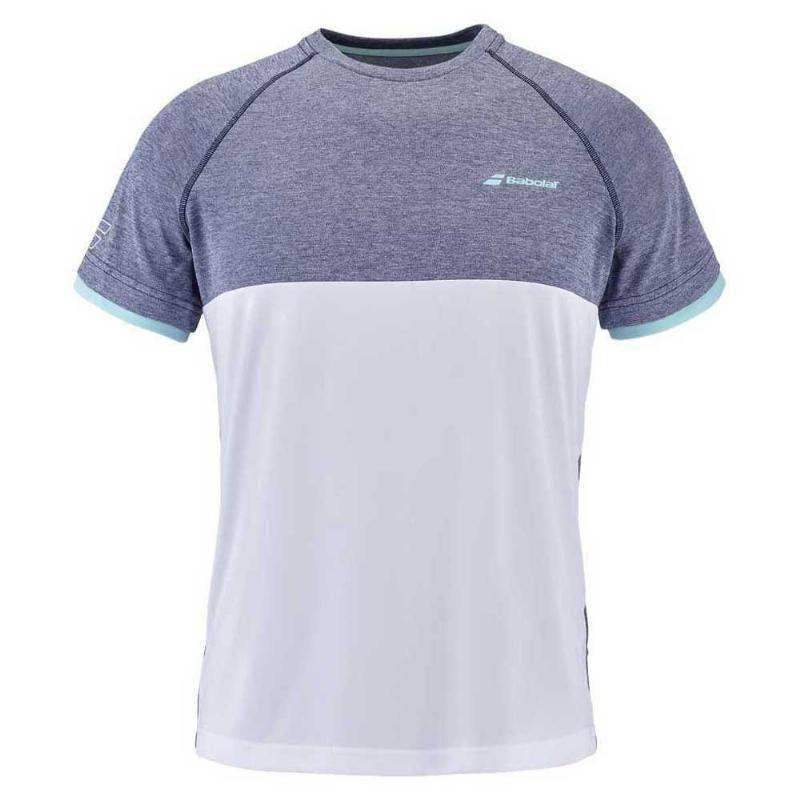 Camiseta Babolat Play Blanco Azul Jaspeado Pádel Élite