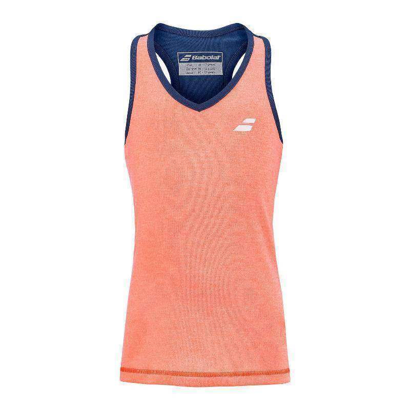 Camiseta Babolat Play Naranja Azul Oscuro Mujer Pádel Élite