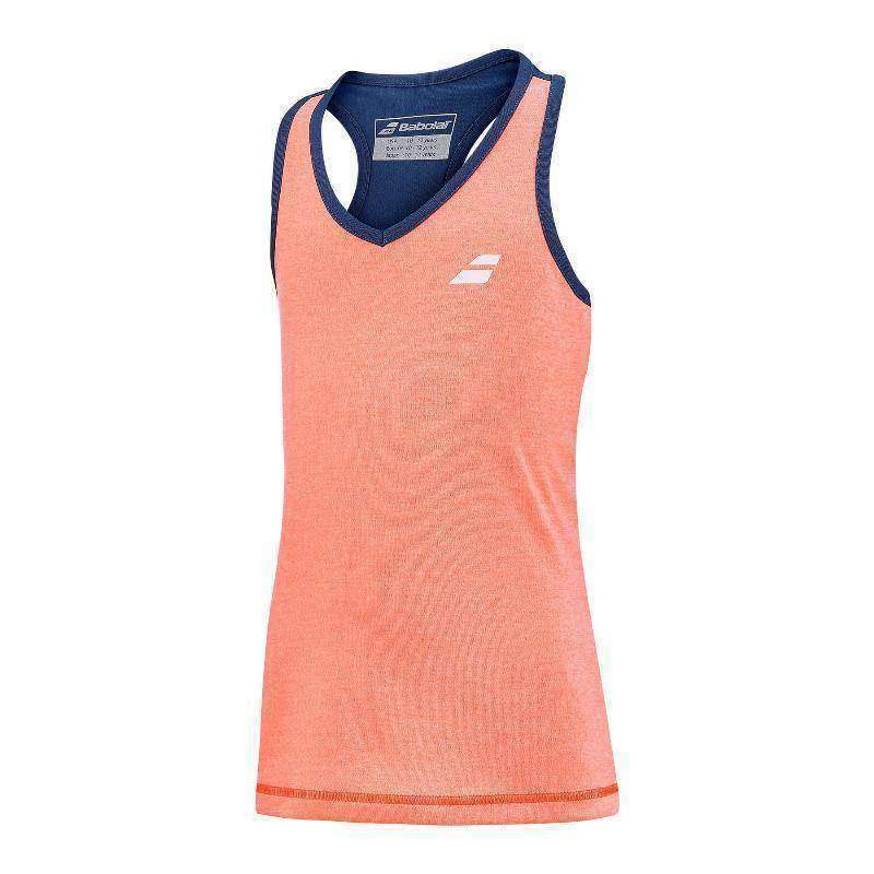 Camiseta Babolat Play Naranja Azul Oscuro Mujer Pádel Élite