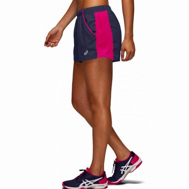 Short Asics Practice Azul Peacoat Rosa Mujer Pádel Élite