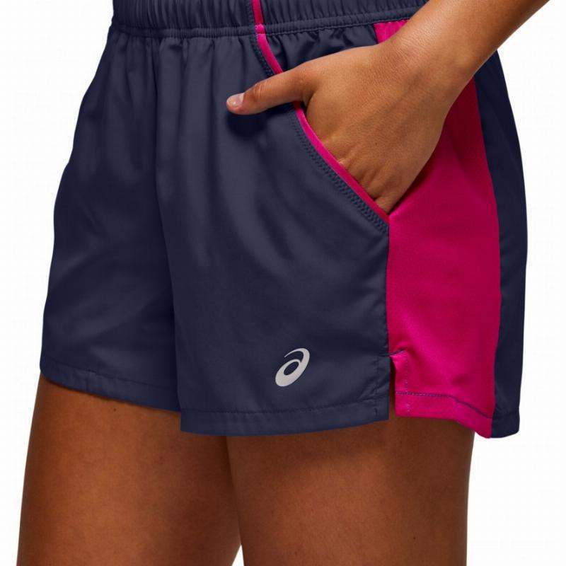 Short Asics Practice Azul Peacoat Rosa Mujer Pádel Élite