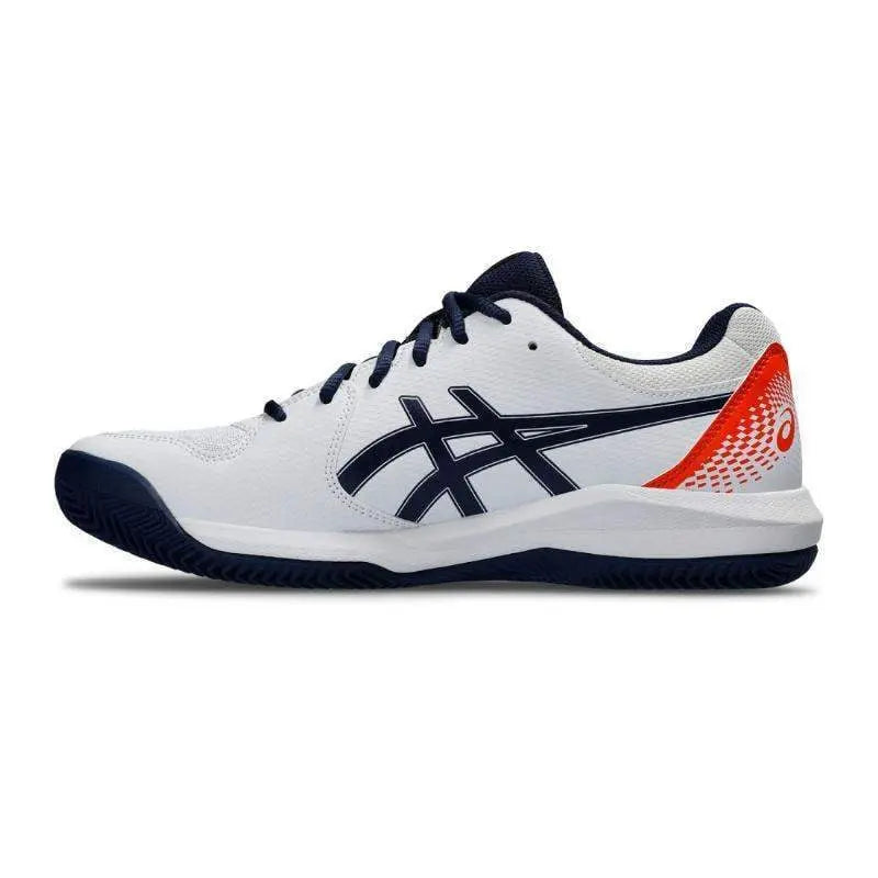 Zapatillas Asics Gel Dedicate 8 Clay Blanco Azul Marino Pádel Elite