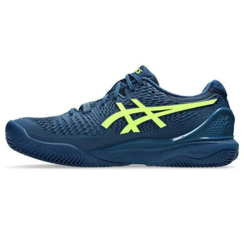 Zapatillas Asics Gel Resolution 9 Clay Azul Mako Amarillo Pádel Elite