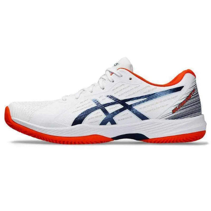 Zapatillas Asics Solution Swift FF Clay Blanco Azul Marino Pádel Elite