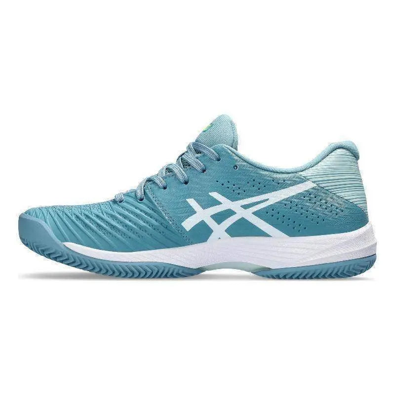 Zapatillas Asics Solution Swift FF Clay Gris Azul Blanco Mujer Pádel Elite