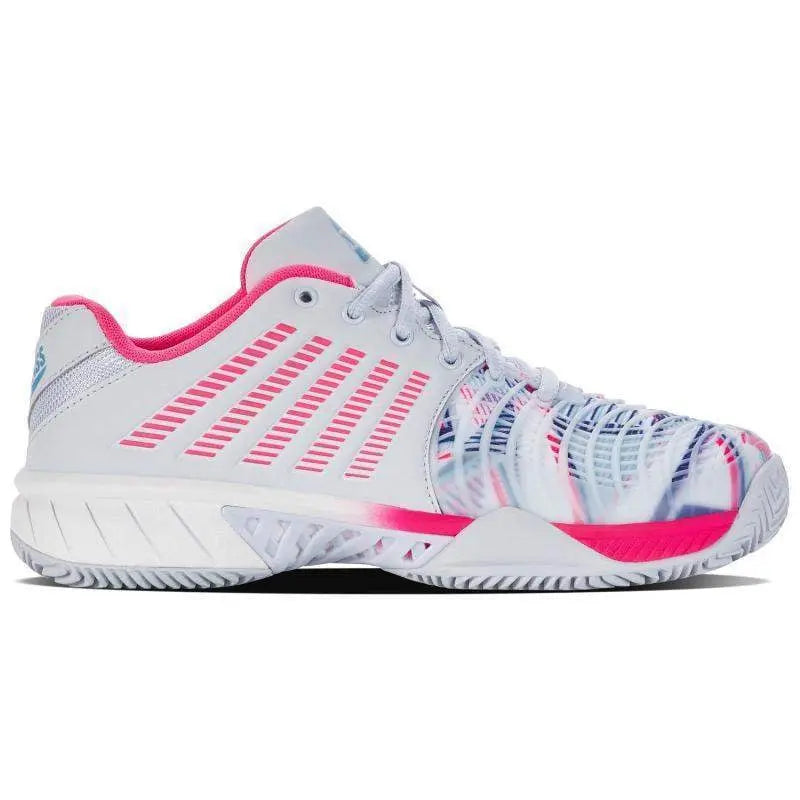 Zapatillas Kswiss Express Light 3 HB Padel Gris Blanco Rosa Neon Mujer Pádel Elite