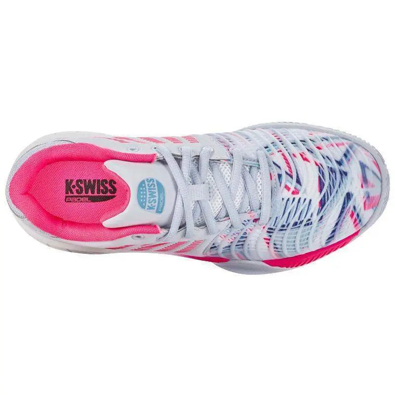 Zapatillas Kswiss Express Light 3 HB Padel Gris Blanco Rosa Neon Mujer Pádel Elite