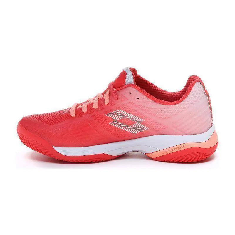 Zapatillas Lotto Mirage 300 Rojo Fluor Blanco Salmon Mujer Pádel Elite