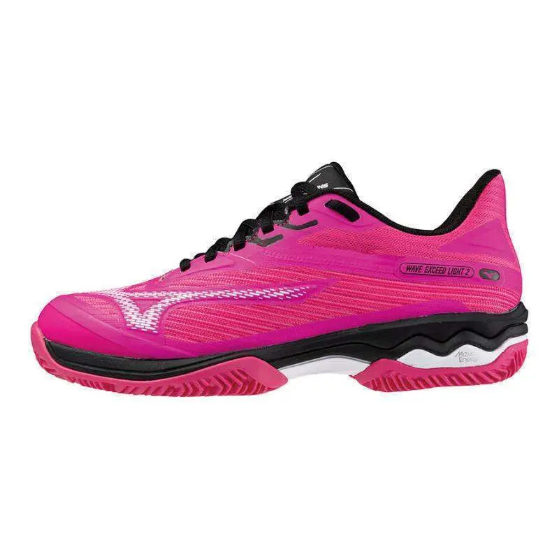 Zapatillas Mizuno Wave Exceed Light 2 CC Rosa Blanco Negro Mujer Pádel Elite