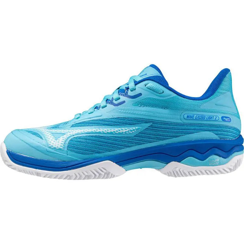 Zapatillas Mizuno Wave Exceed Light 2 Clay Azul Blanco Mujer Pádel Elite