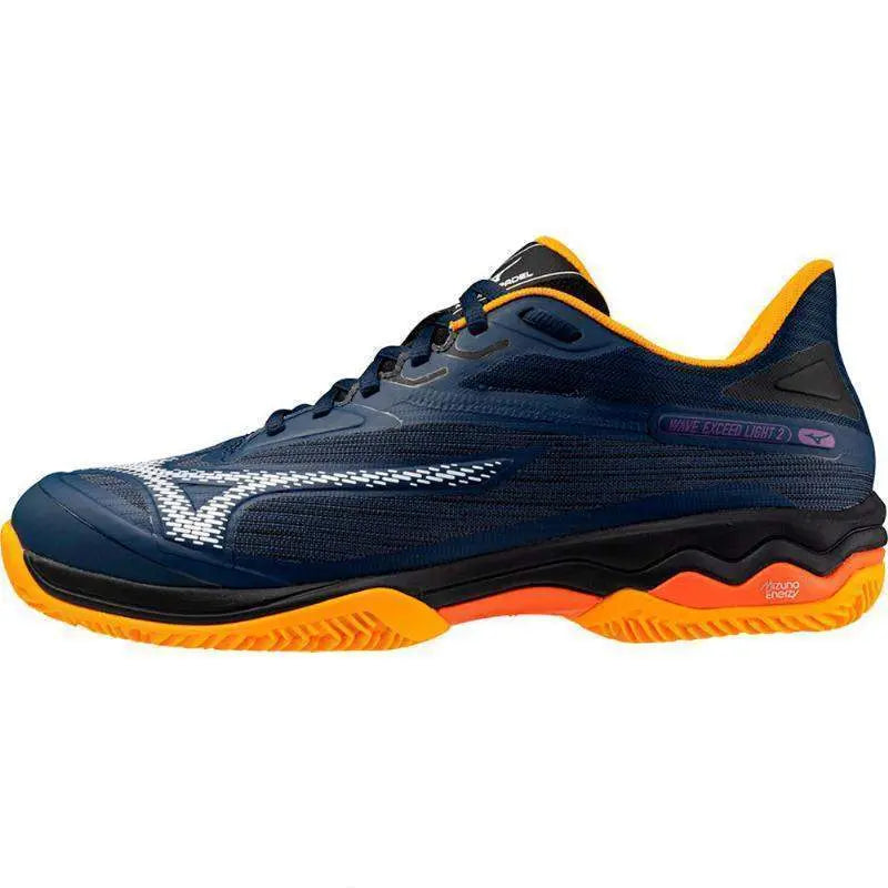 Zapatillas Mizuno Wave Exceed Light 2 Padel Azul Blanco Naranja Pádel Elite