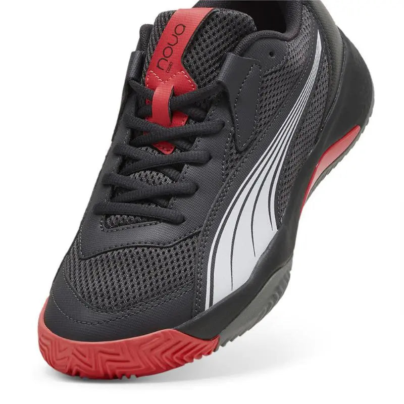 Zapatillas Puma Nova Court Gris Oscuro Negro Rojo Pádel Elite