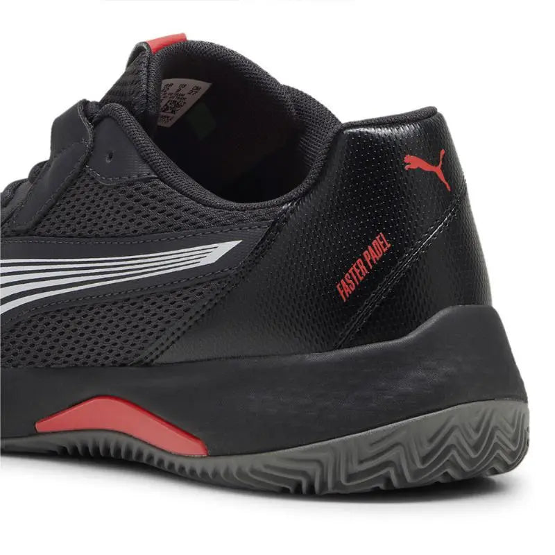 Zapatillas Puma Nova Court Gris Oscuro Negro Rojo Pádel Elite