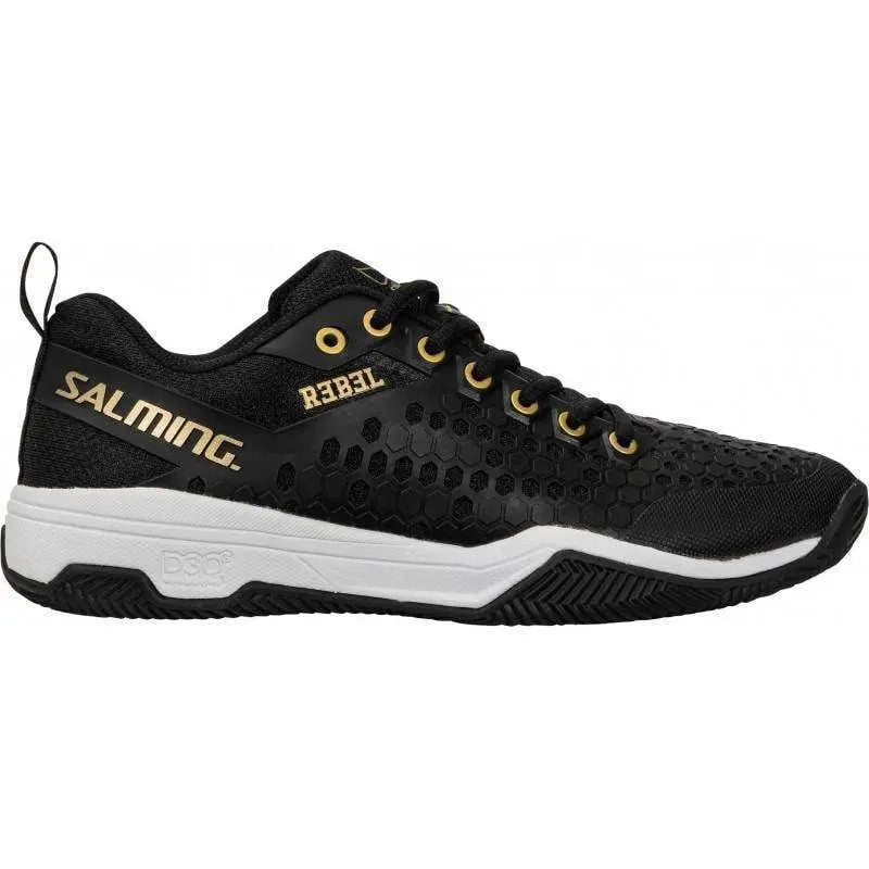 Zapatillas Salming Rebel Negro Blanco Dorado Pádel Elite