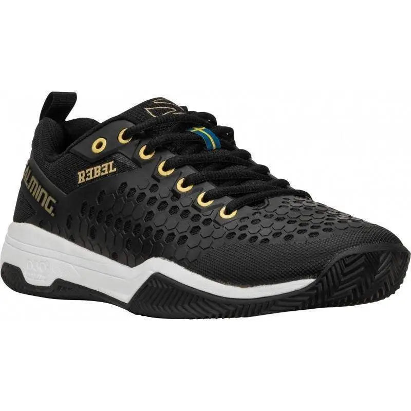 Zapatillas Salming Rebel Negro Blanco Dorado Pádel Elite