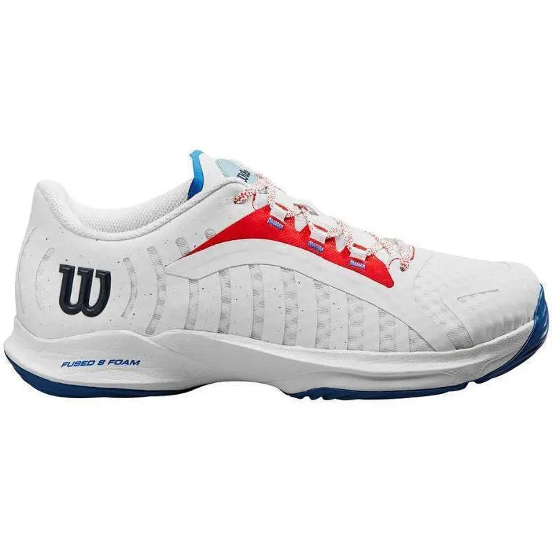 Zapatillas Wilson Hurakn Pro Blanco Rojo Azul Mujer Pádel Elite